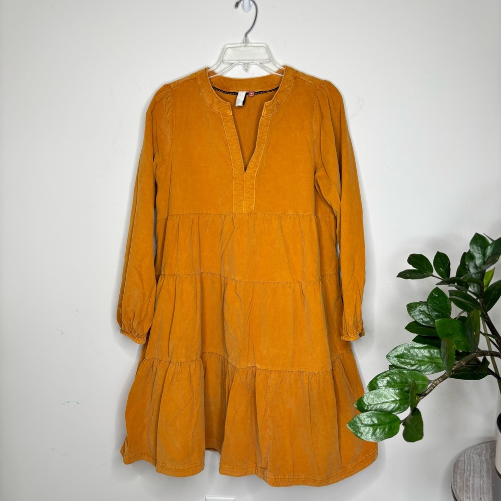 BN6 Pilcro Boho Cottagecore Corduroy Mustard Cotton Women Medium
